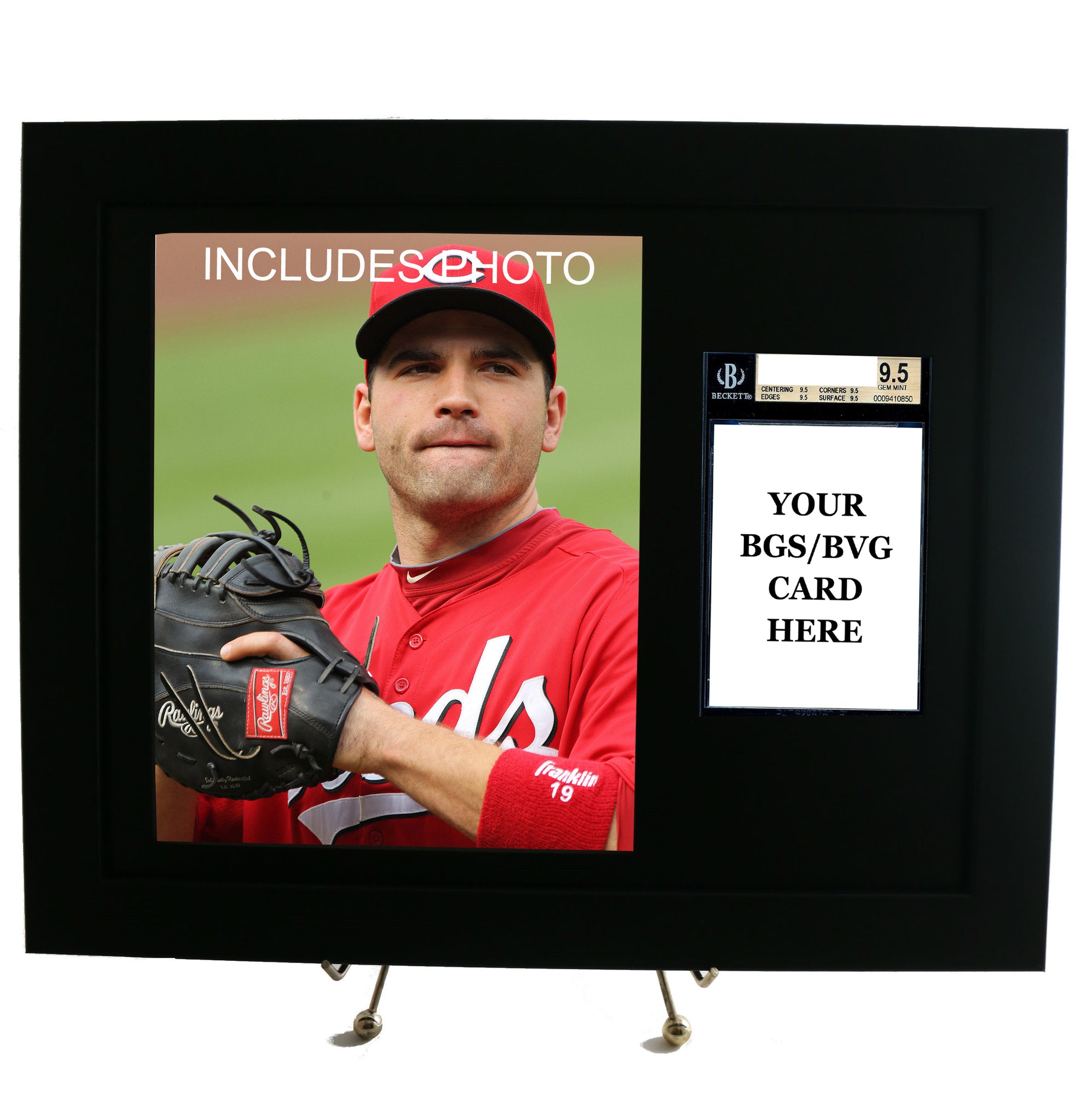Graded Sports Card Frame for YOUR BGS (Beckett) Joey Votto Card (INCLUDES PHOTO) - Graded And Framed