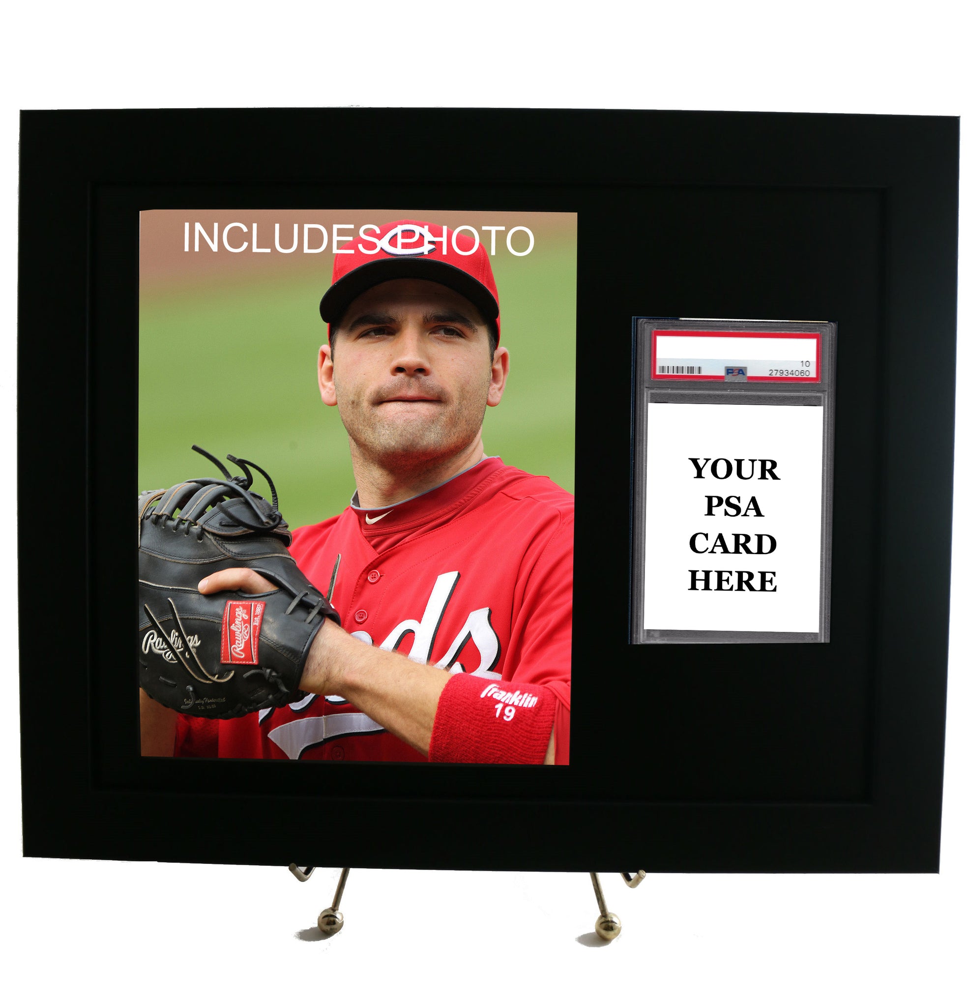 Graded Sports Card Frame for YOUR PSA Joey Votto Card (INCLUDES PHOTO) - Graded And Framed