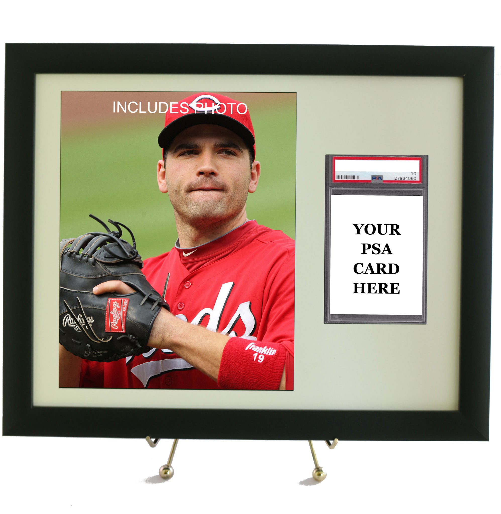 Sports Card Frame for YOUR PSA Joey Votto Graded Card (INCLUDES PHOTO) - Graded And Framed