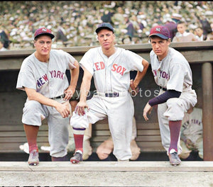 Lou Gehrig, Bill Werber and Lefty Gomez Colorized 8x10 Print