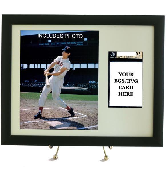 Sports Card Frame for YOUR BVG (Beckett) Ted Williams Graded Card (INCLUDES PHOTO) - Graded And Framed